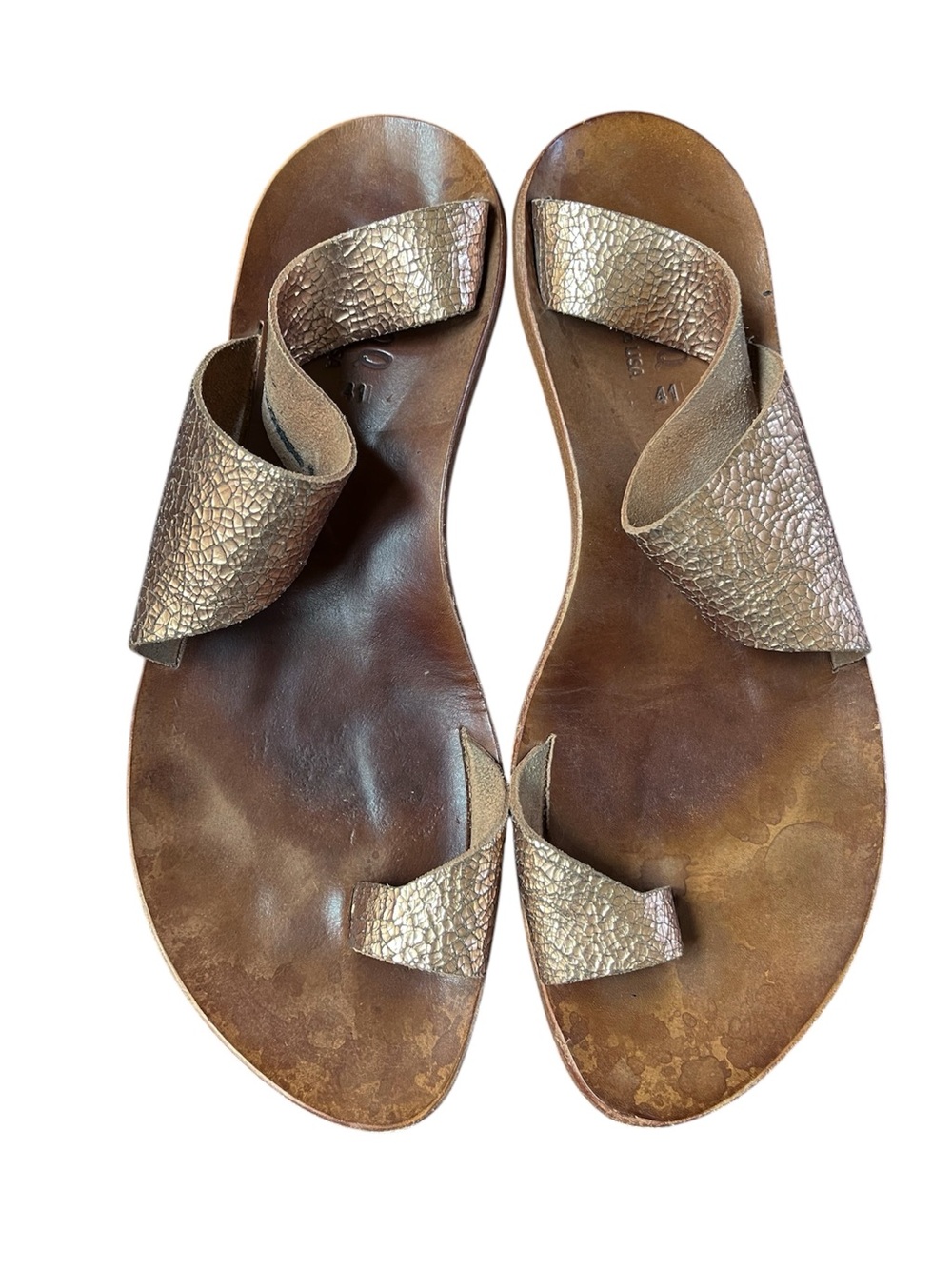 CYDWOQ Handcrafted Bronze Leather Sandals